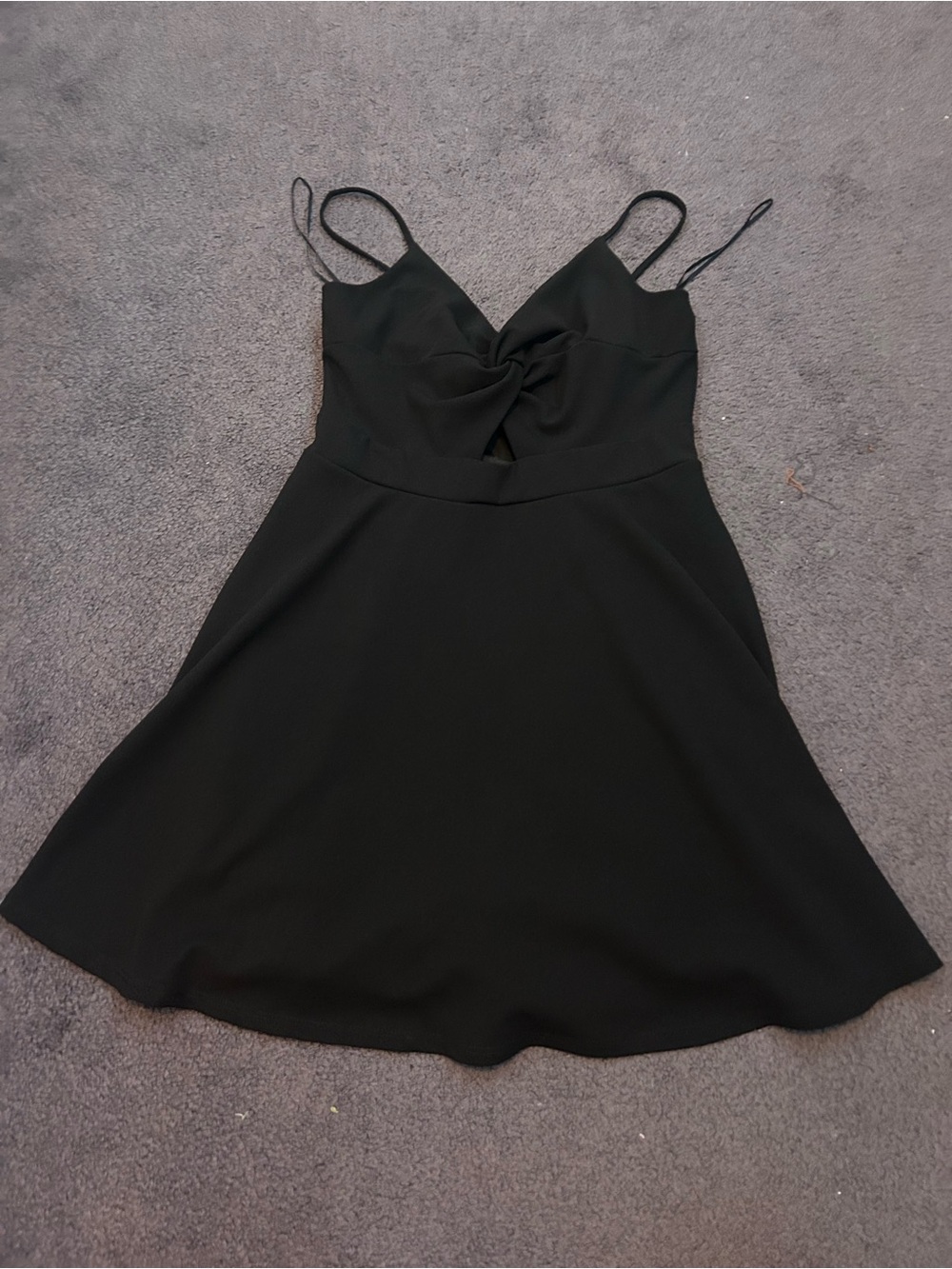 Eclipse Black Twist-Front Spaghetti Strap Mini Dress